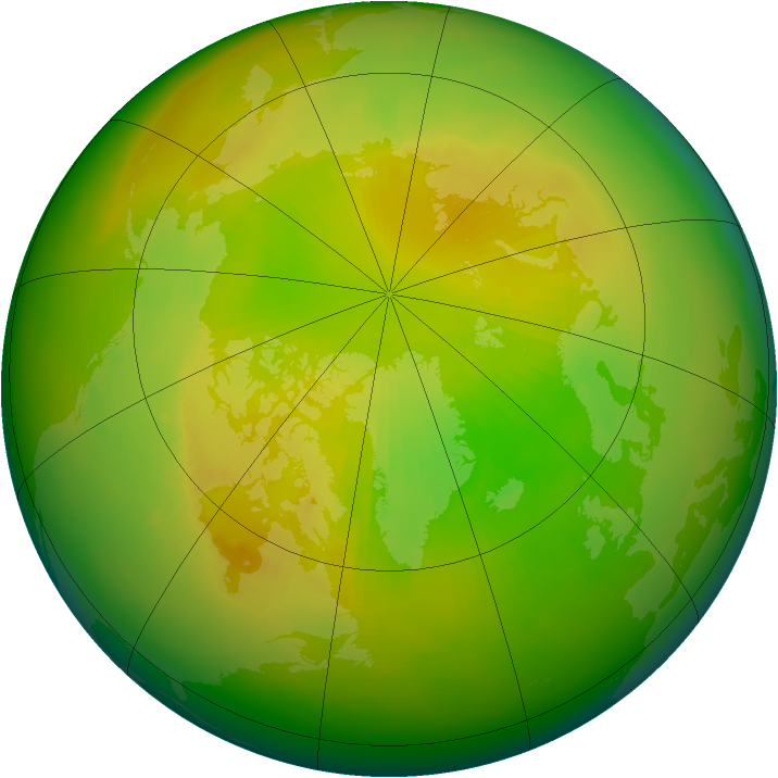 Arctic ozone map for May 1990